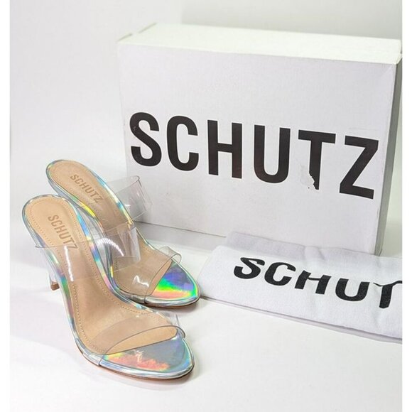 Schutz Women's Ariella Clear Strap High-Heel Slide Sandals Size 6.5 (MSRP $128) - Picture 2 of 12